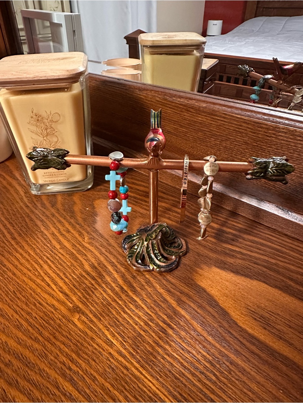 Urban Outfitters Decorative Copper Bird Jewelry Stand in Brown and Green